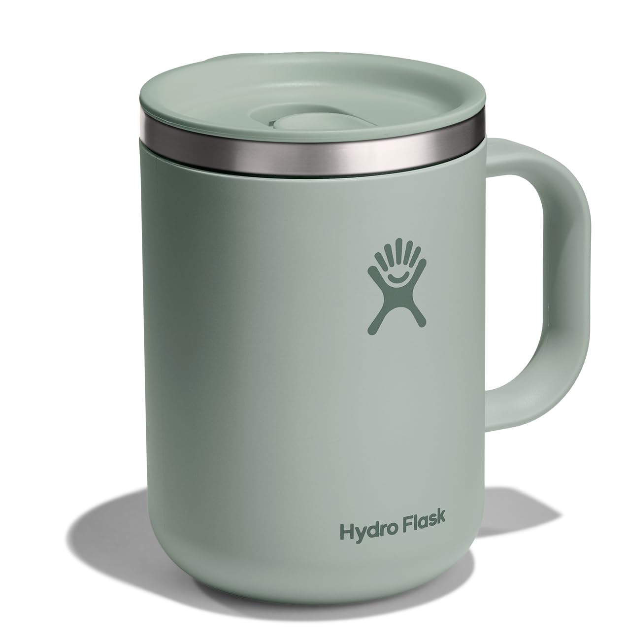 Hydro Flask mug with ergonomic handle for secure grip.