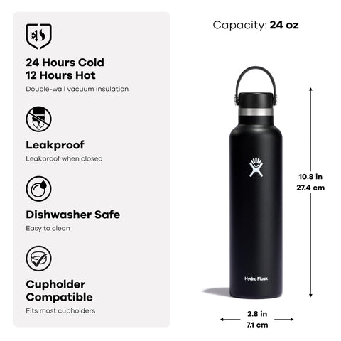 Dishwasher-safe Hydro Flask bottle and lid for quick cleaning