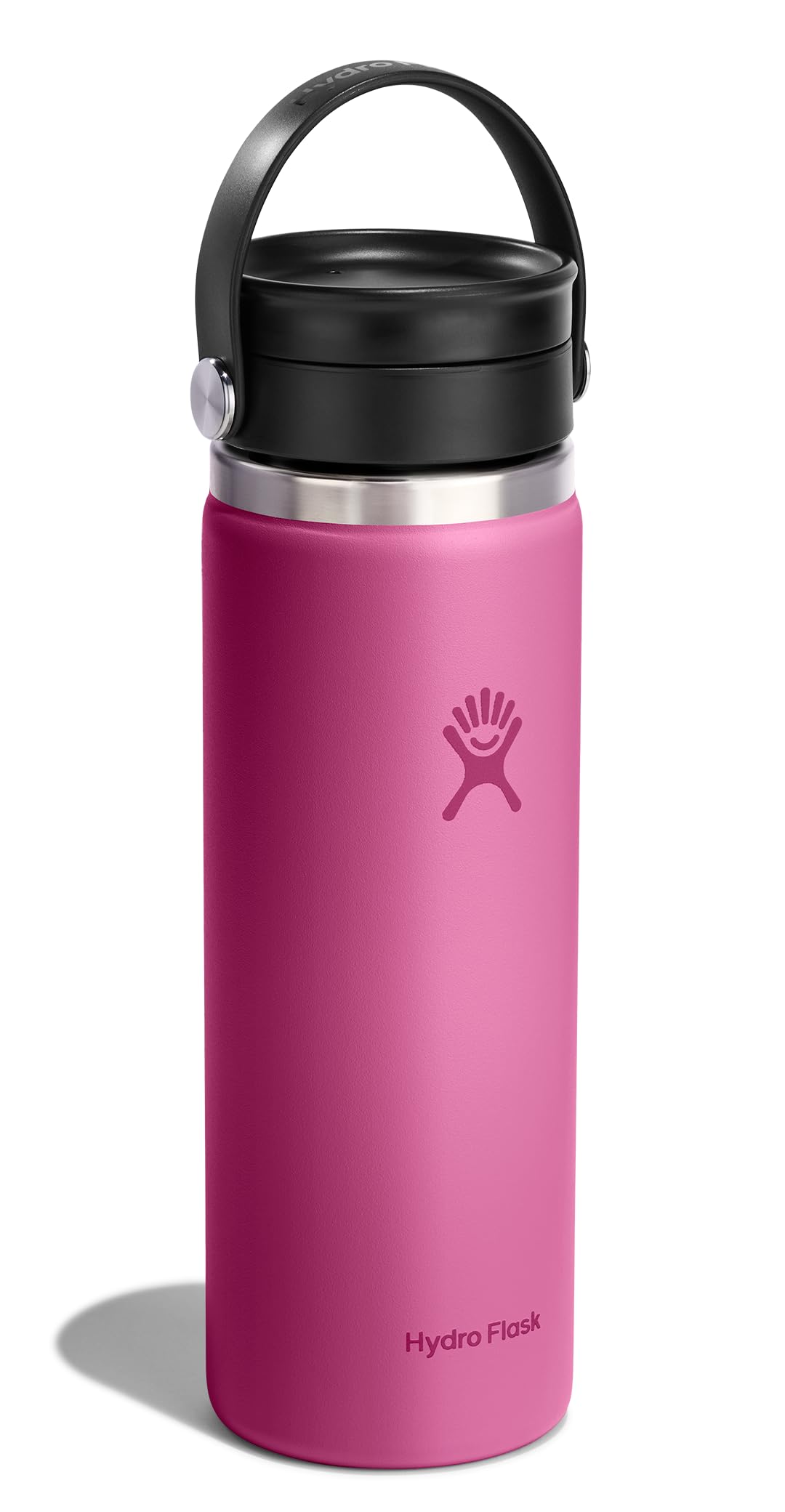 Reef Pink Hydro Flask seen in a cupholder-ready position for travel use.