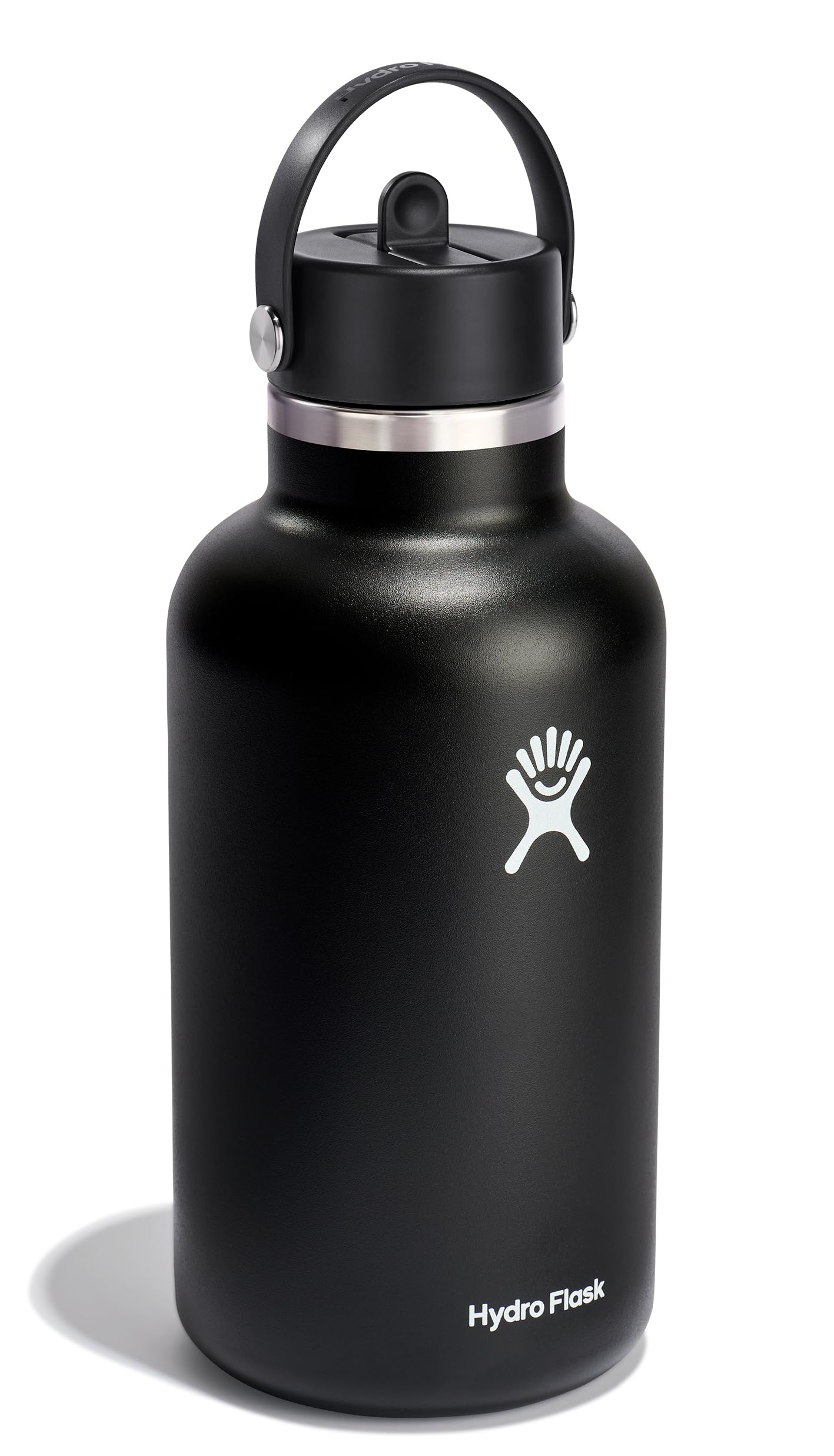 Hydro Flask flex straw cap closeup shows leakproof one-hand use.