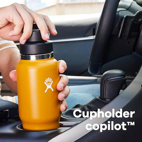 Hydro Flask Flex Straw Cap enabling one-handed sipping during commutes.