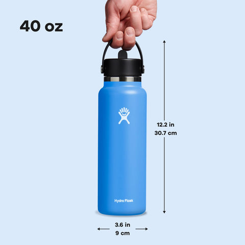 Hydro Flask wide-mouth opening accommodates ice cubes for cold refreshment.