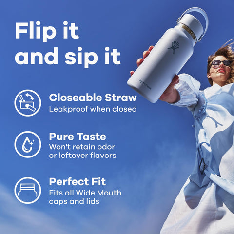 Hydro Flask wide mouth opening fits ice cubes for quick filling.