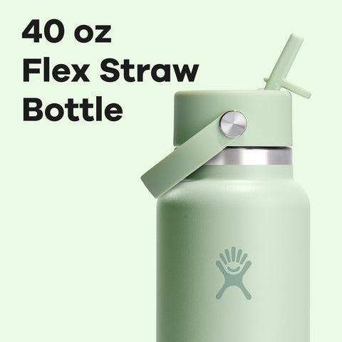 Hydro Flask 40 oz Aloe Green bottle keeps ice cubes well for refreshing drinks.