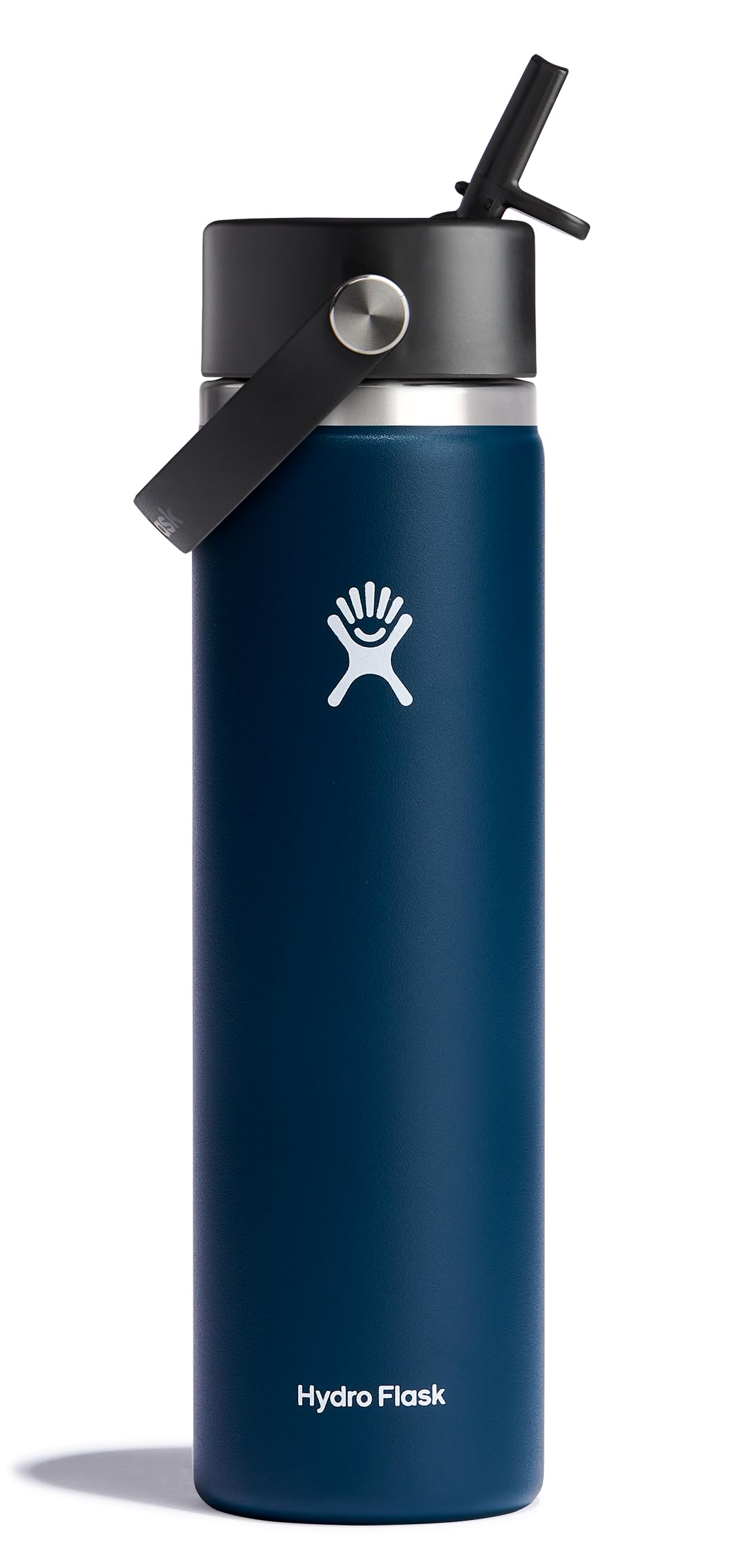 Hydro Flask indigo blue 24 oz bottle with wide mouth for easy filling.