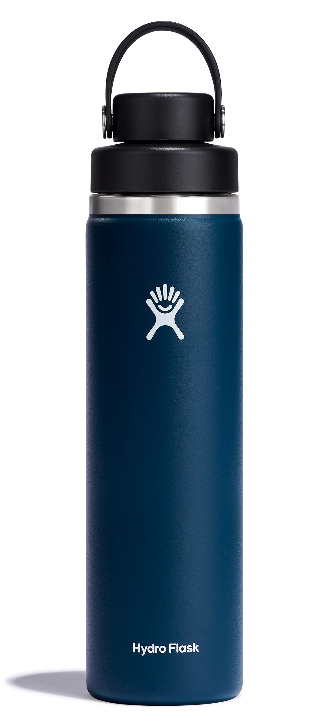 Hydro Flask Indigo Blue 24oz wide-mouth bottle ready for ice and cold drinks