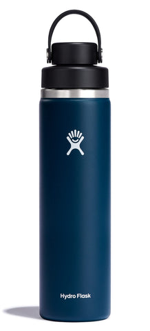 Hydro Flask Indigo Blue 24oz wide-mouth bottle ready for ice and cold drinks
