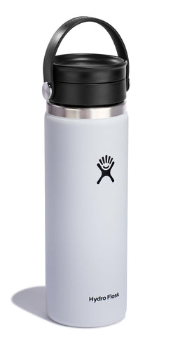 Hydro Flask insulated travel mug 20 oz in white keeps beverages hot or cold.