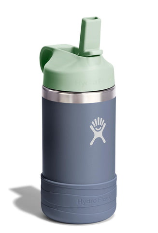 Hydro Flask Kids Koala Gray straw-cap shown for easy sipping