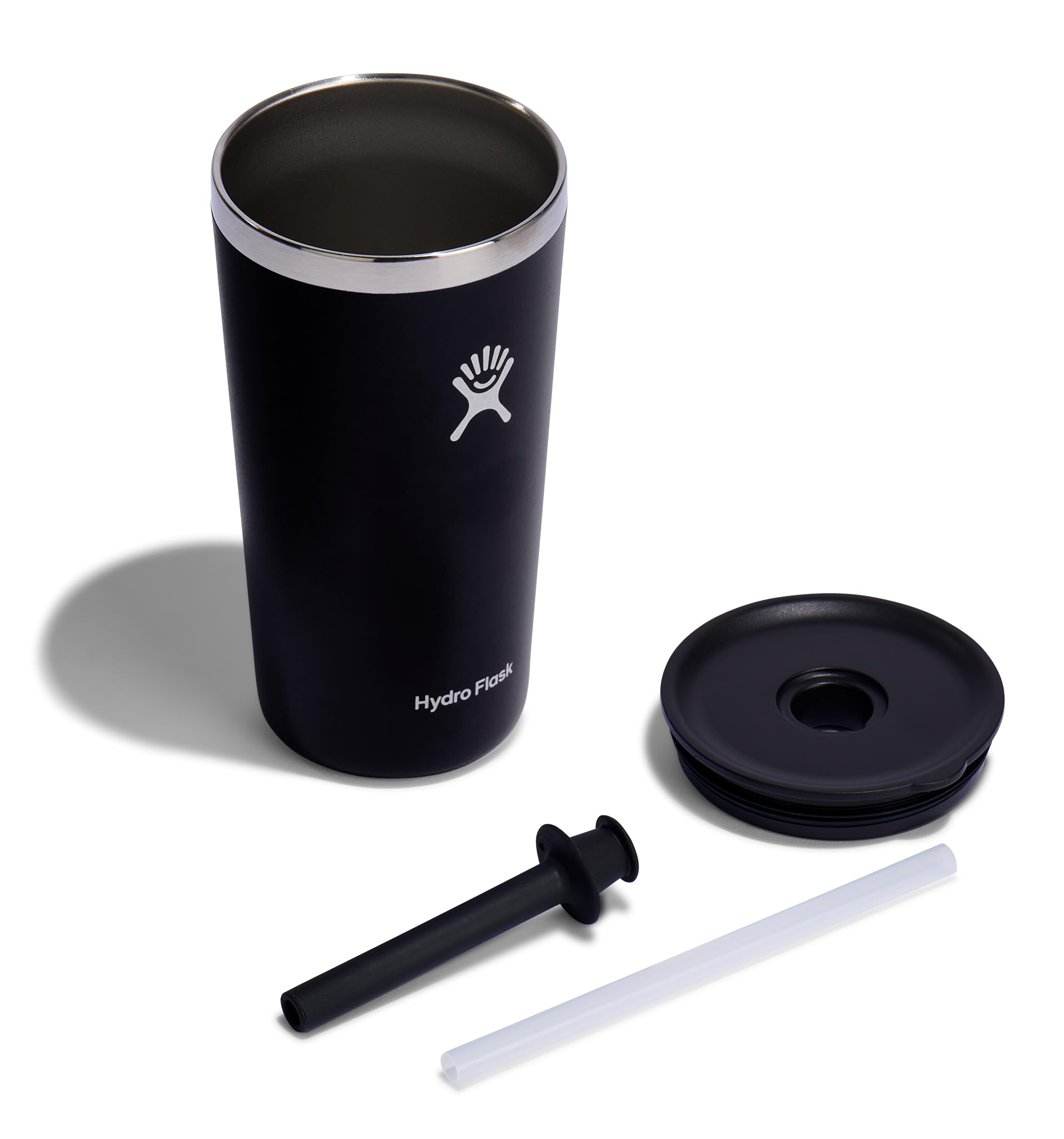 Leak-resistant press-in lid with flexible straw for easy sipping on the move.