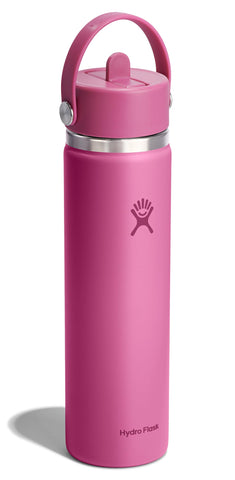 Leakproof closed Flex Straw Cap on reef pink Hydro Flask for secure transport.