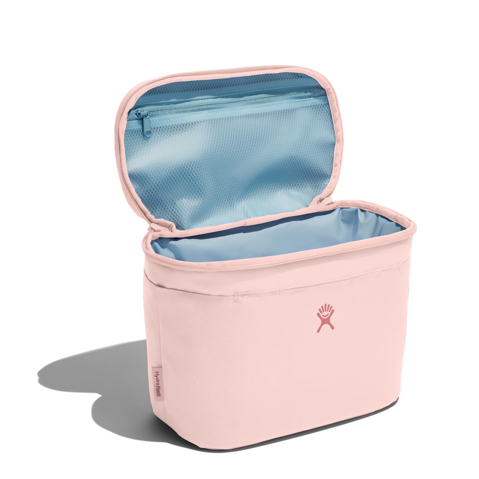 Hydro Flask Lunch Bag Trillium pink exterior demonstrates sturdy, water-resistant design