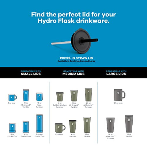 Hydro Flask press-in straw lid on 12 oz cooler cup for secure travel