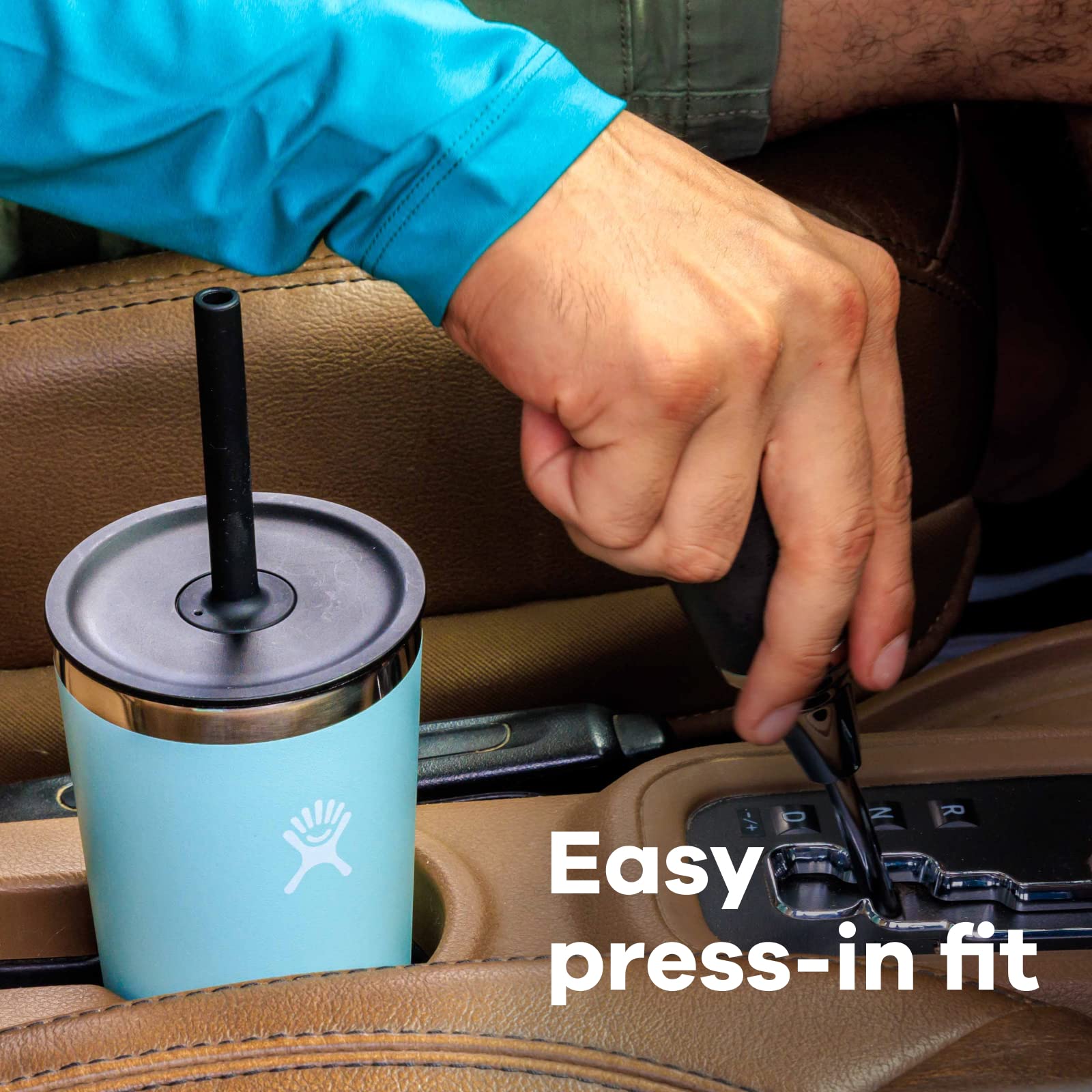 Hydro Flask press-in straw lid on 16 oz cooler cup for controlled pours