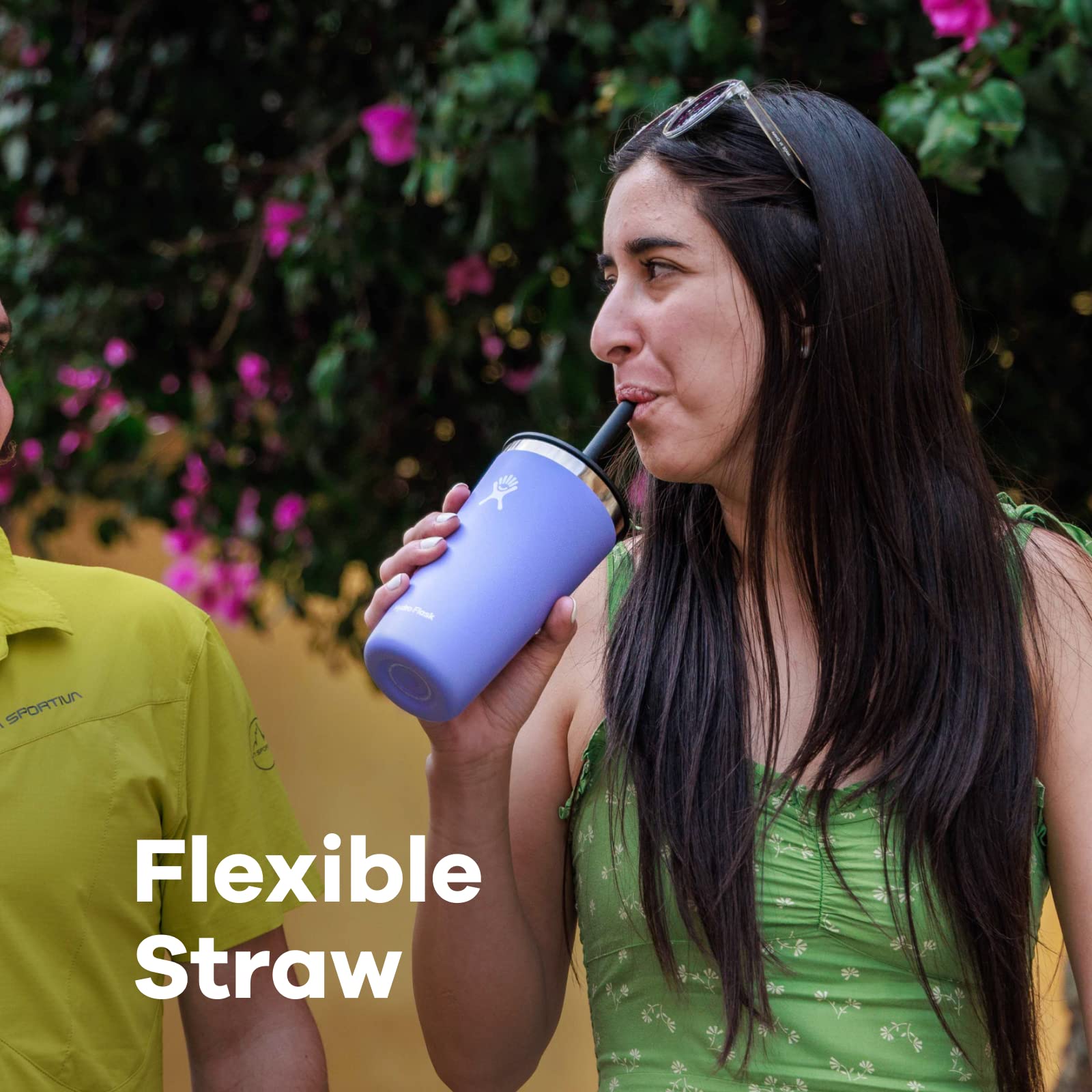 Hydro Flask press-in straw lid on tandem cooler cup for dual-use sipping