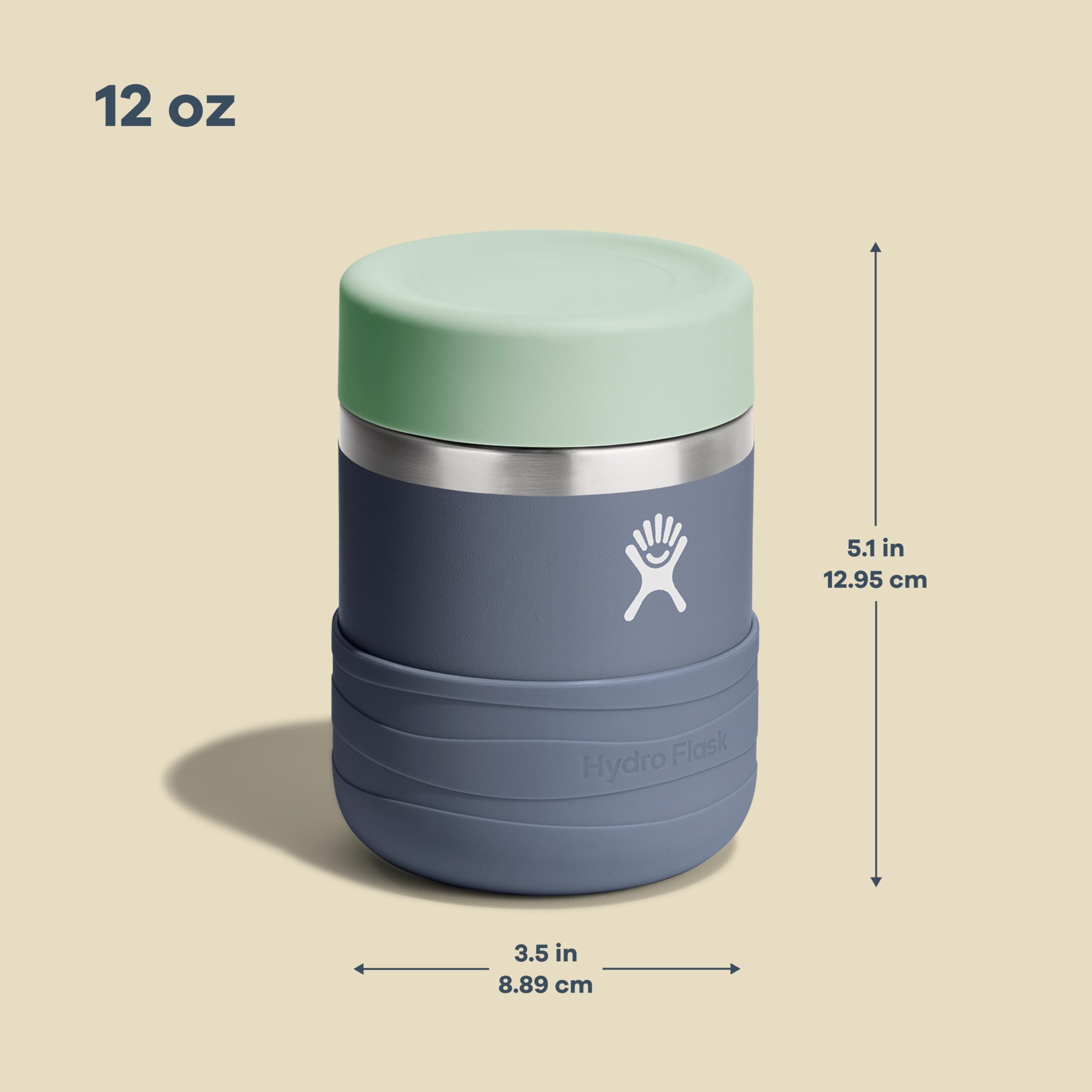 Hydro Flask Seaspray Blue 12oz food jar leakproof seal on closed lid.