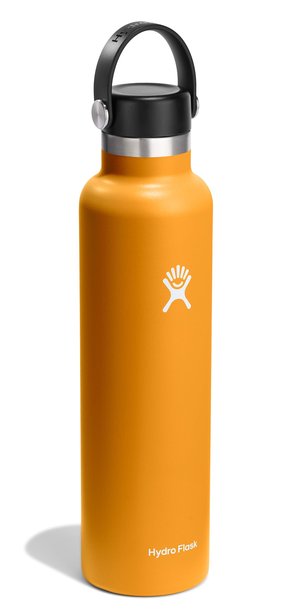 Hydro Flask standard mouth bottle with leakproof cap for hassle-free travel.