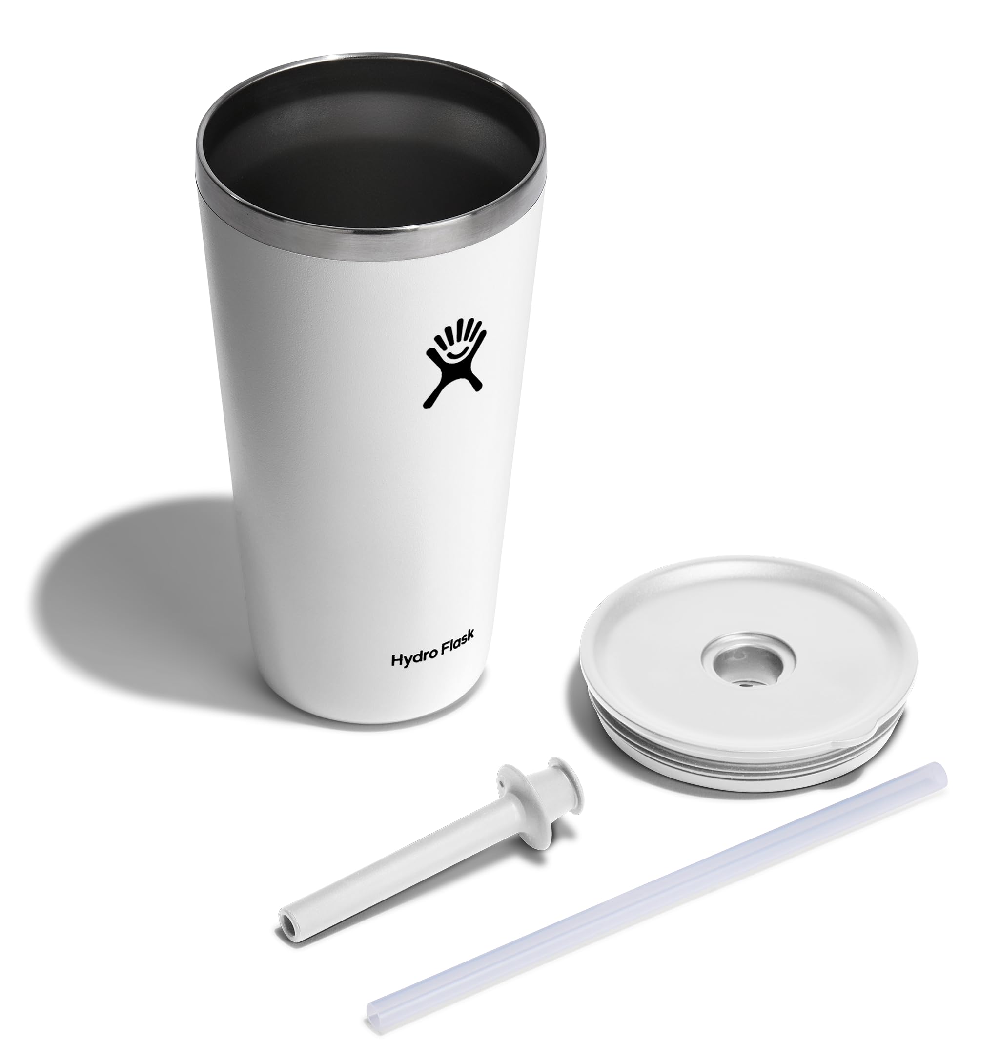 Detail of leak-resistant straw lid on Hydro Flask tumbler for spill-free sipping