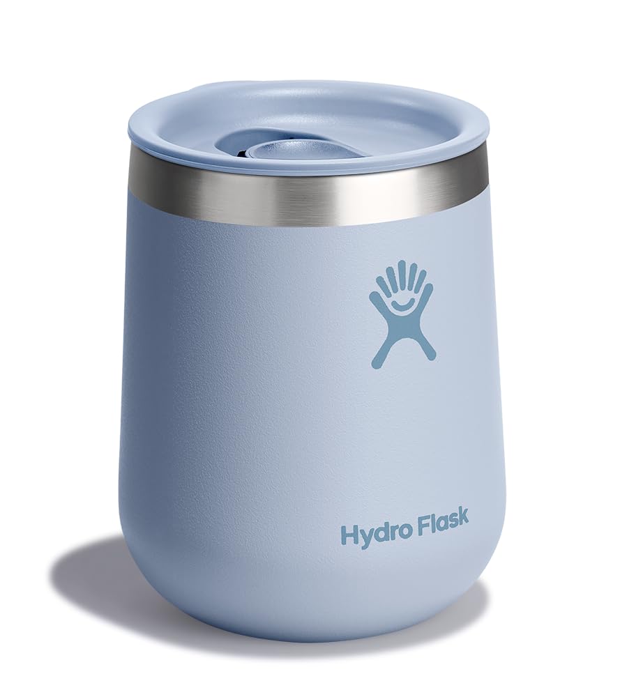 Hydro Flask Surf Blue insulated wine tumbler keeps drinks cold or hot.