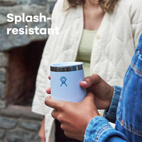 Hydro Flask Surf Blue grip-friendly wine tumbler for picnics.