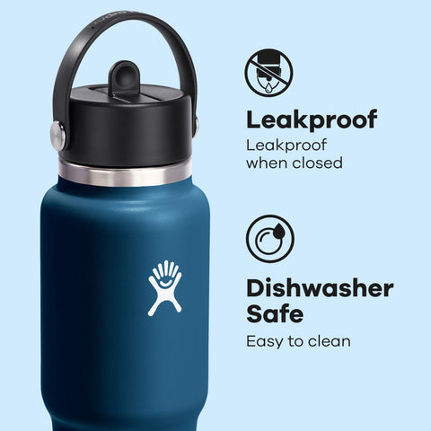 Indigo Blue Hydro Flask keeps beverages cold for 24 hours on road trips