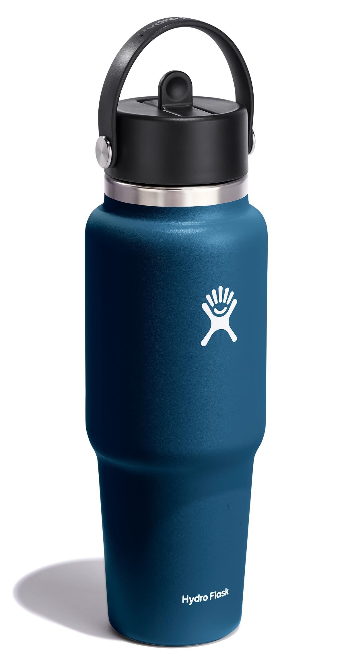 Flex Straw Cap on Indigo Blue Hydro Flask for easy commuting sips
