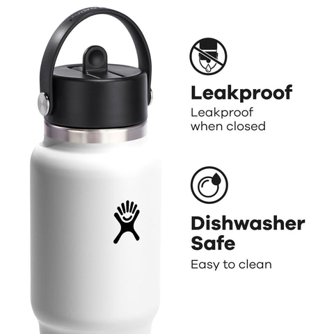 Hydro Flask Travel Bottle Flex Straw Cap enables easy sipping while driving.
