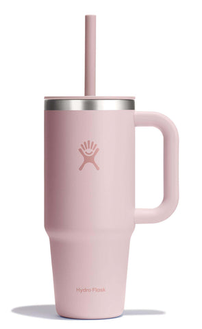 Hydro Flask Travel Tumbler with handle and straw for easy on-the-go hydration.