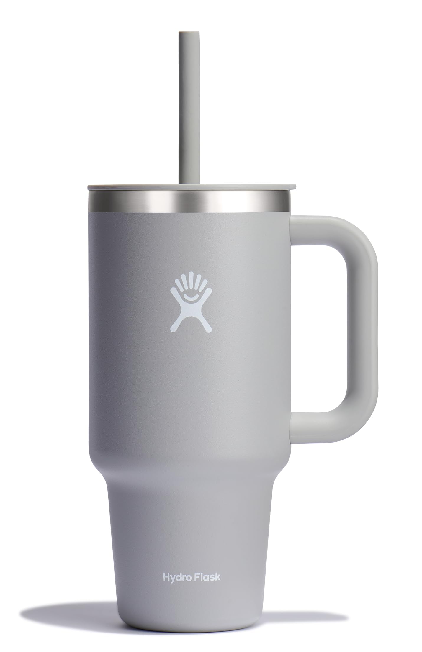 Hydro Flask Travel Tumbler 32 oz with handle and straw in Birch keeps drinks cold for hours