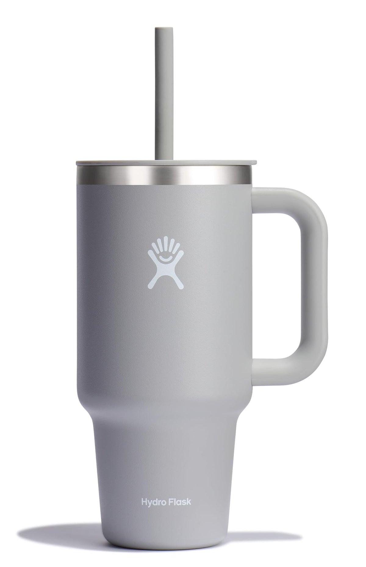 Hydro Flask Travel Tumbler 32 oz with handle and straw in Birch keeps drinks cold for hours