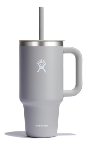 Hydro Flask Travel Tumbler 32 oz with handle and straw in Birch keeps drinks cold for hours