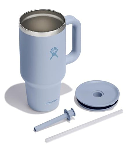 Hydro Flask Travel Tumbler 32oz Surf Blue straw for easy, spill-free sipping.
