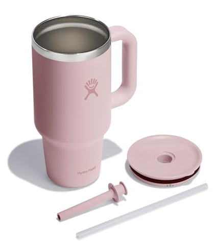 Lid and straw on Hydro Flask Travel Tumbler for easy sipping on the go.