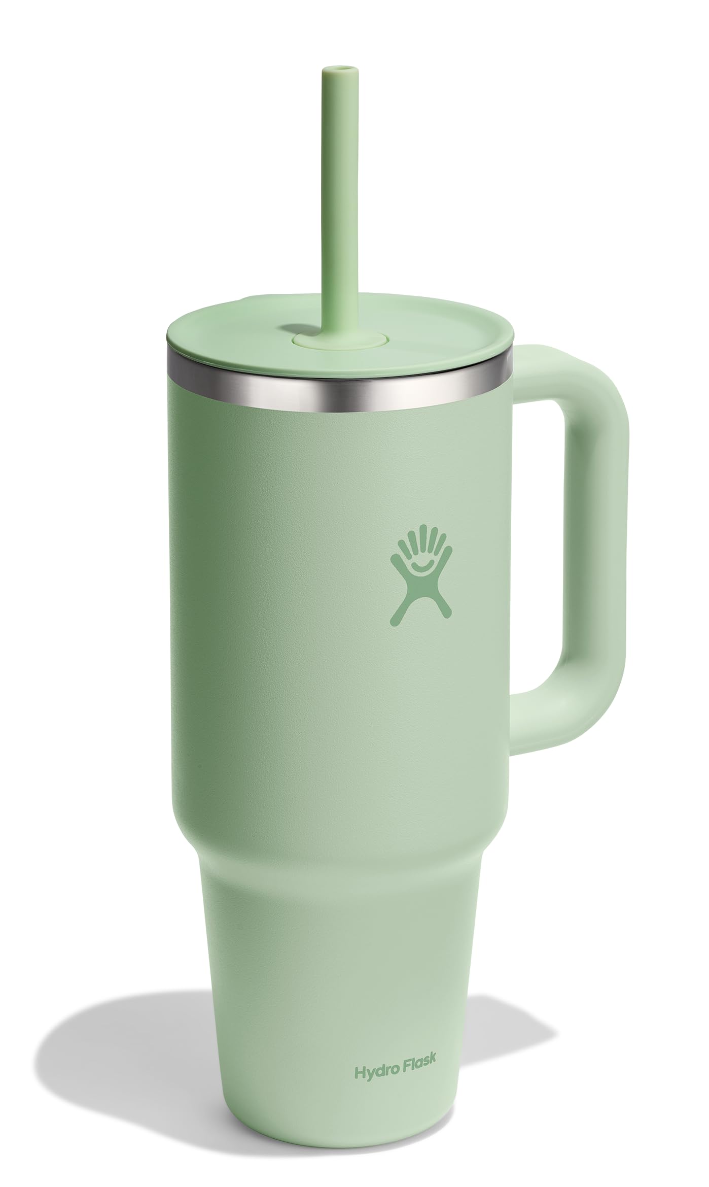 Hydro Flask Travel Tumbler 40 oz Aloe Green TempShield double-wall insulation keeps drinks cold