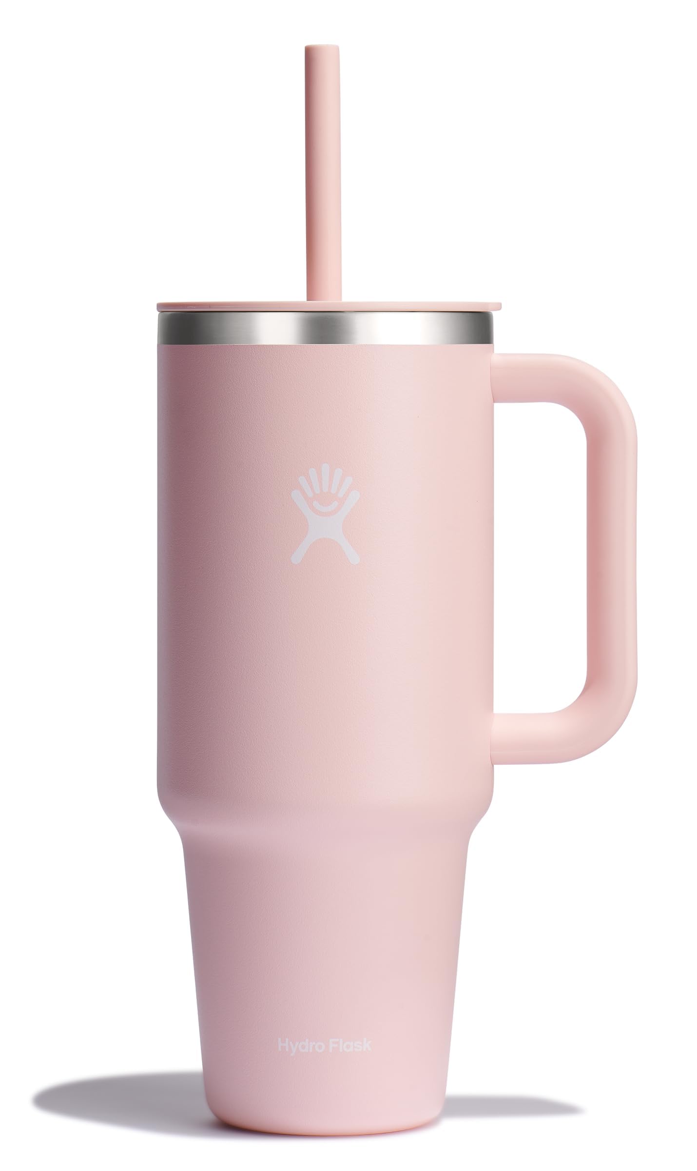 Hydro Flask Travel Tumbler 40 oz with handle in Trillium, ready for on the go hydration