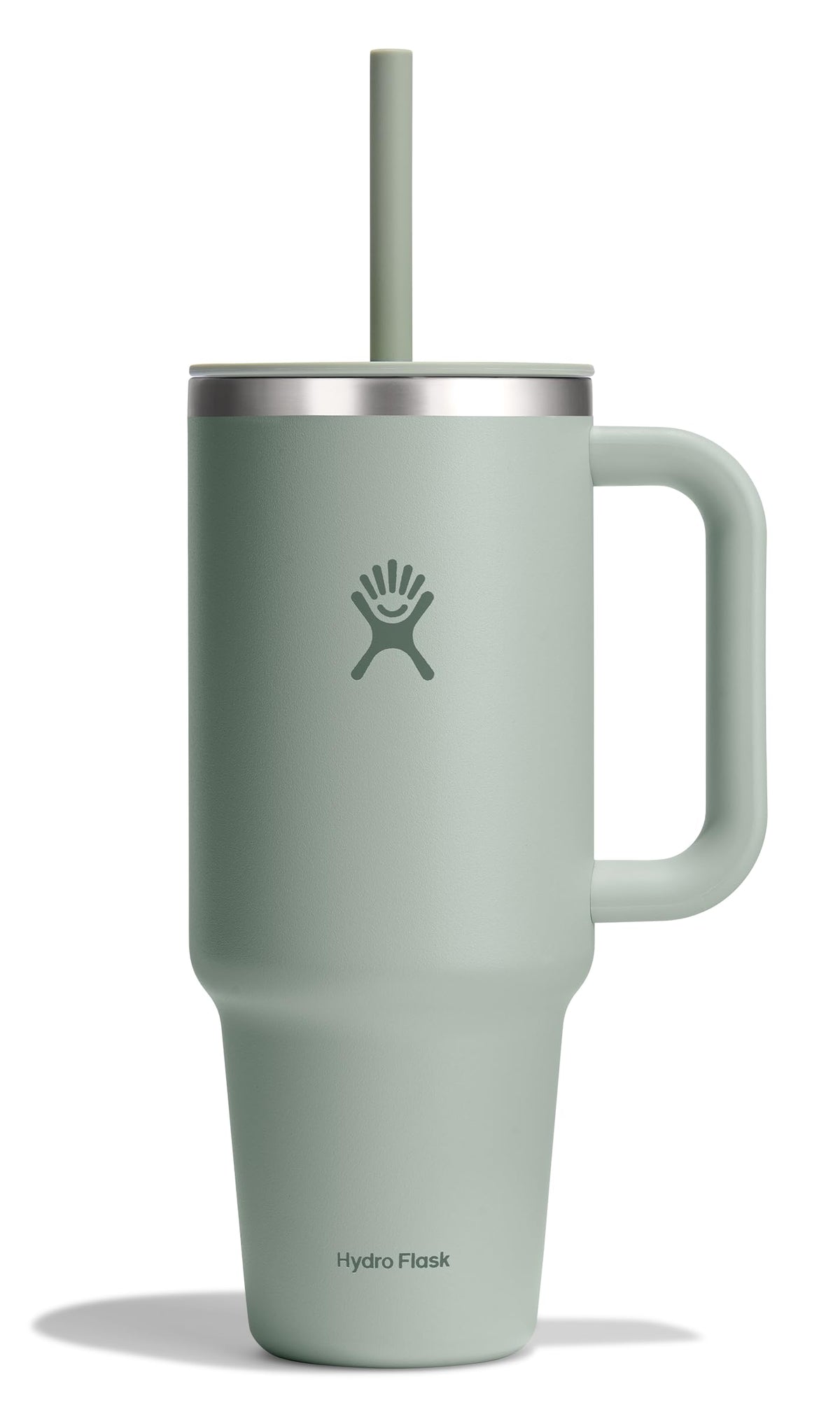 Hydro Flask Travel Tumbler with Handle keeps drinks cold on the go.