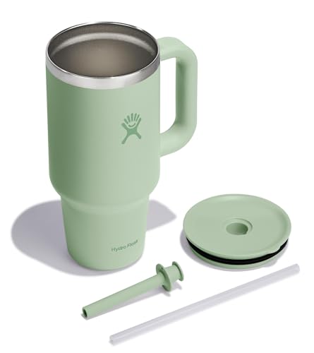Hydro Flask Travel Tumbler lid and straw show leak-resistant sipping.