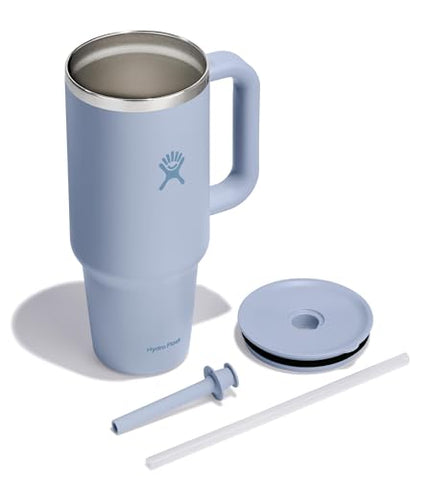 Lid and straw assembly on Hydro Flask Travel Tumbler for convenient sipping.