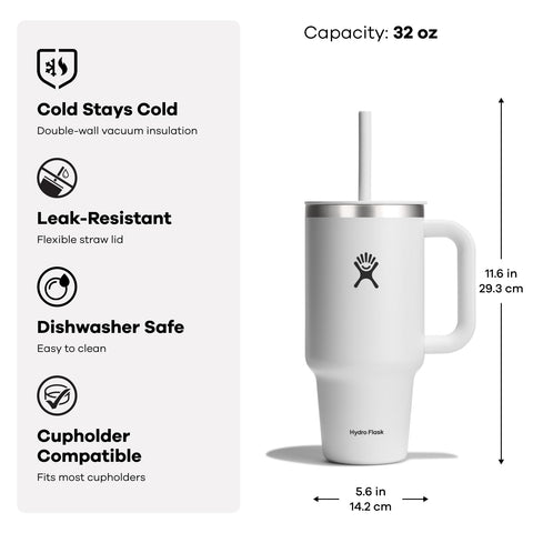 Hydro Flask Travel Tumbler lid and straw on a secure, convenient sipping setup.