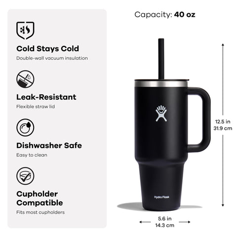 TempShield insulation keeps drinks cold for hours in Hydro Flask Travel Tumbler.