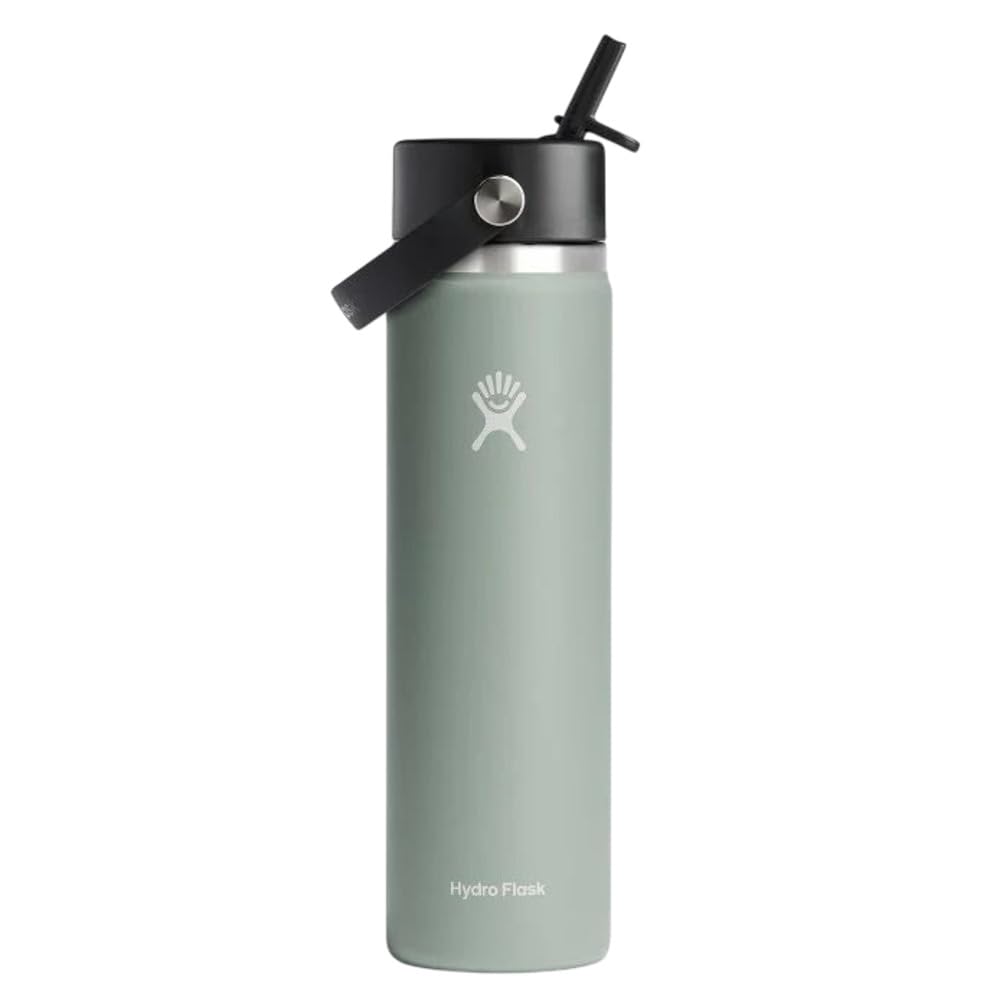 Hydro Flask Wide Mouth Agave bottle with Flex Straw Cap, ready for ice-filled hydration on the go