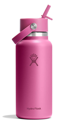 Hydro Flask wide-mouth 32 oz reef pink bottle showing full capacity for daily use