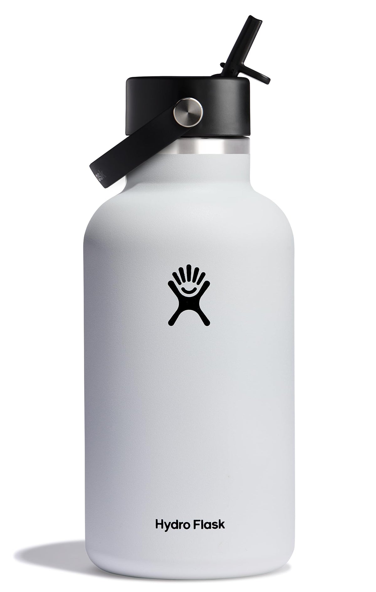 Hydro Flask wide-mouth 64oz bottle with flex straw cap for easy on the go hydration