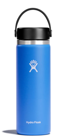 Hydro Flask Cascade Blue bottle with wide mouth and handle for easy on-the-go hydration.