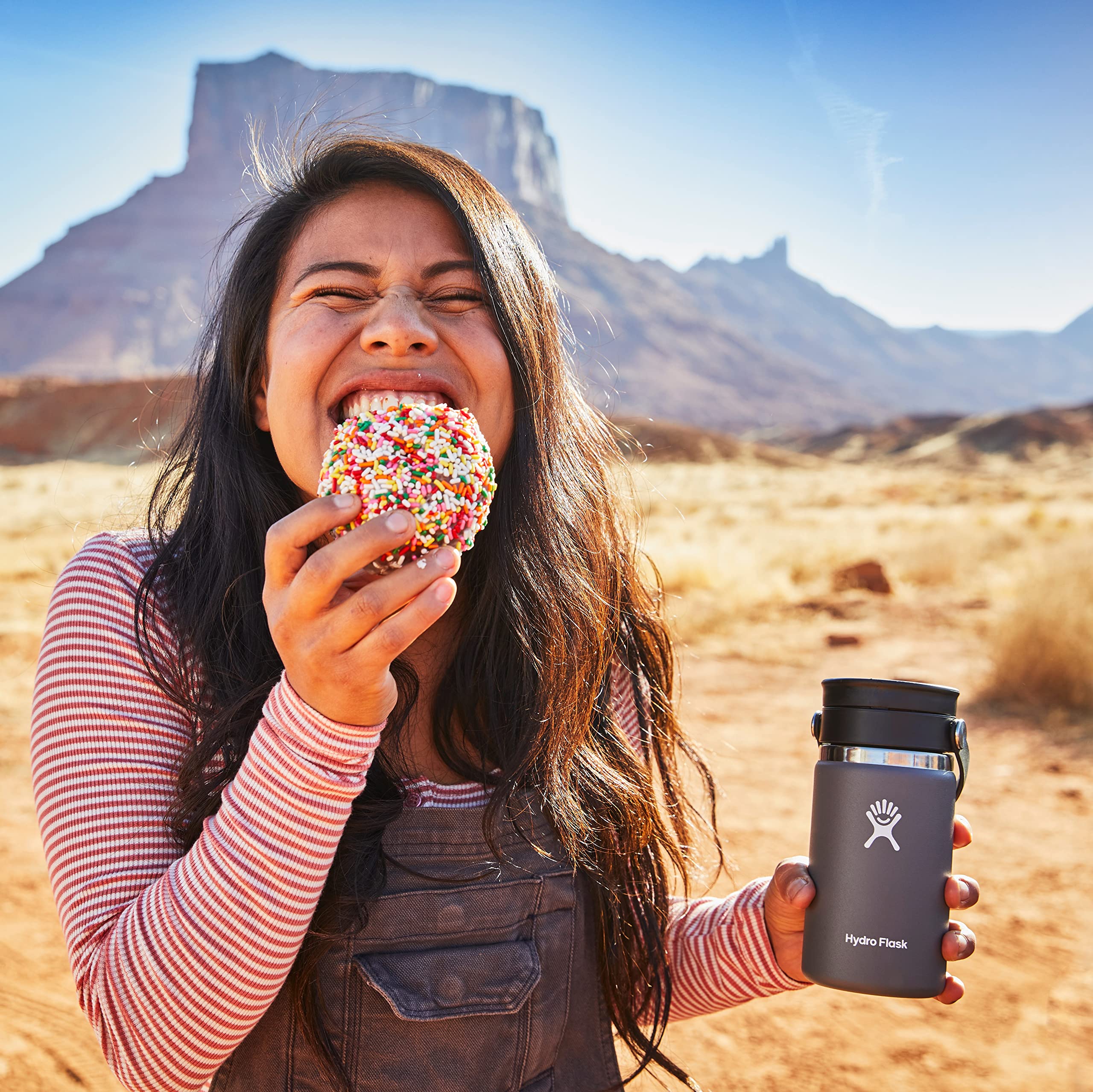 Hydro Flask wide-mouth bottle with dishwasher-safe matte powder coating for durable color and easy cleaning.