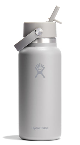 Hydro Flask wide-mouth bottle with flex straw cap for on-the-go hydration