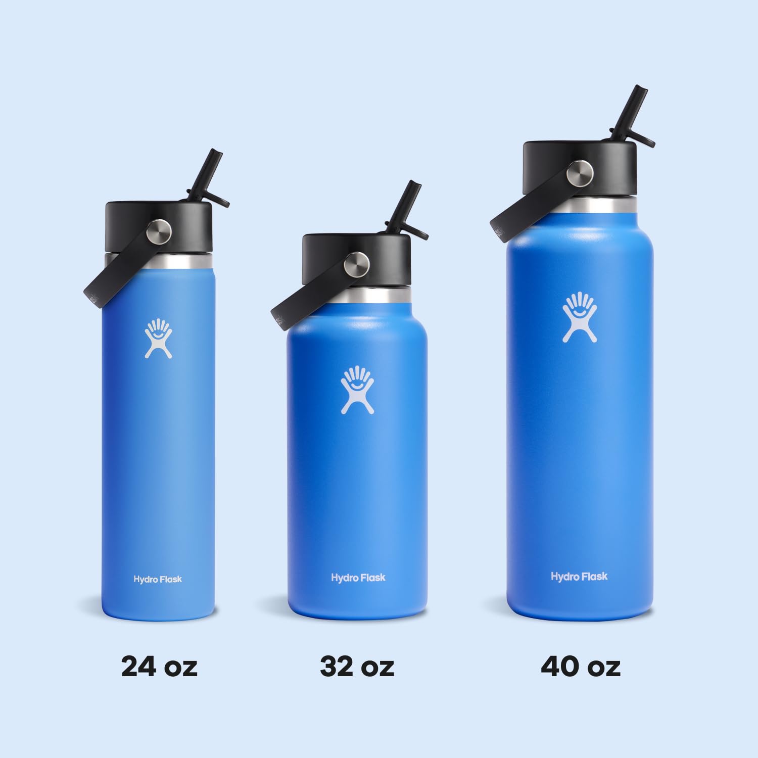 Wide mouth with compatible caps offers versatile hydration options.