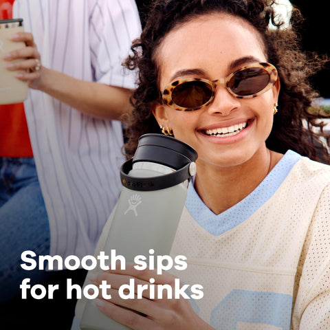 Hydro Flask Wide Mouth with Flex Sip Lid keeps hot coffee warm during commutes.