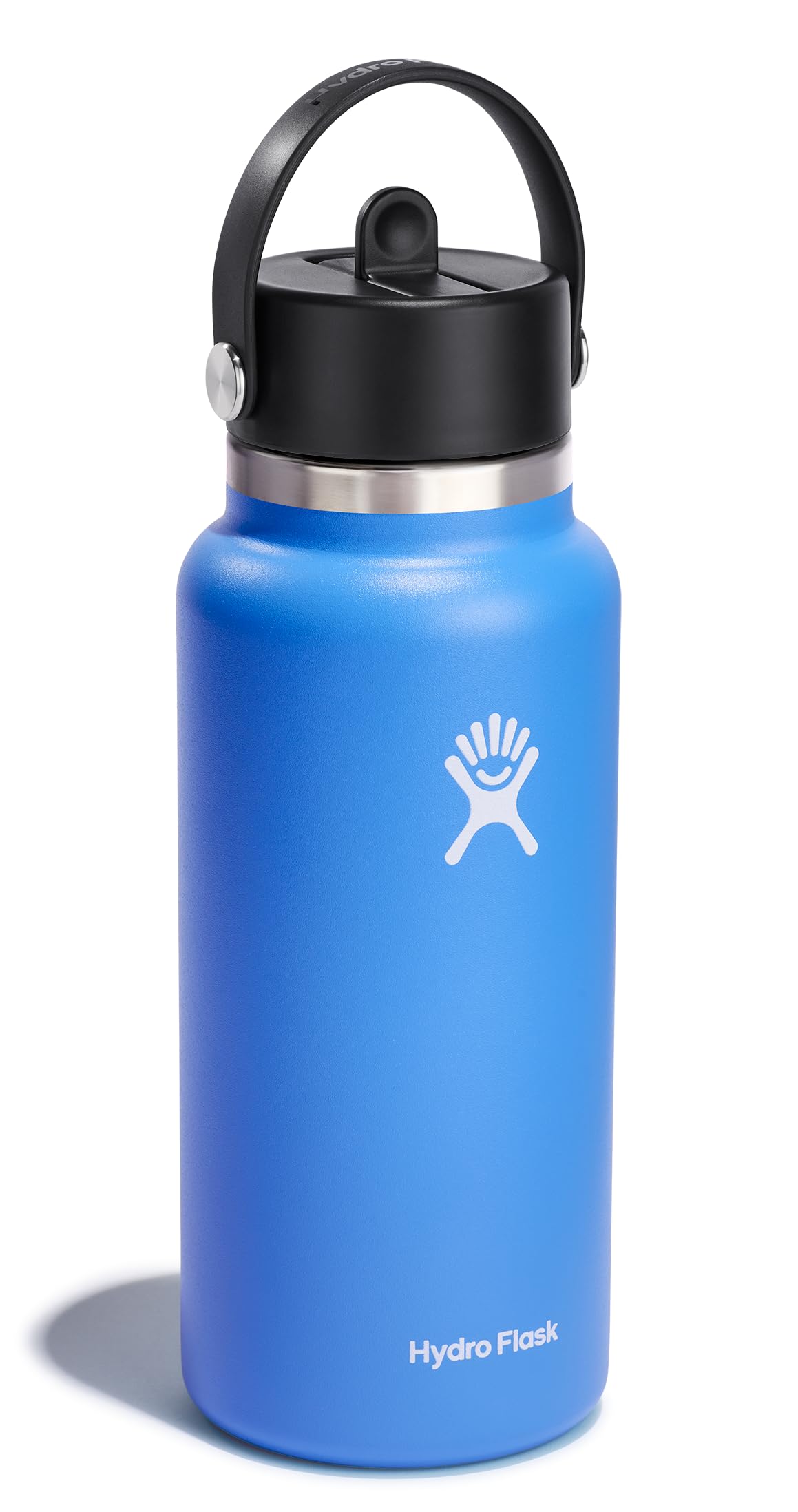 Hydro Flask wide mouth with Flex Straw Cap enabling one-handed, leakproof sipping.