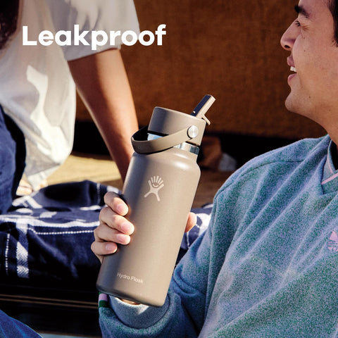 Hydro Flask wide-mouth opening loaded with ice cubes for quick chilling